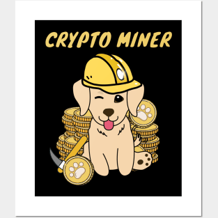 Funny Golden Retriever is a Crypto Miner Posters and Art